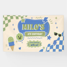 Retro Blau Grüner Jungen Geburtstag