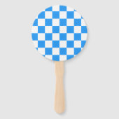 Retro-Blau-Karo-Handfächer Fächer (Rückseite)