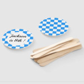 Retro-Blau-Karo-Handfächer Fächer (Non-assembled)