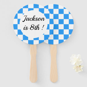 Retro-Blau-Karo-Handfächer Fächer