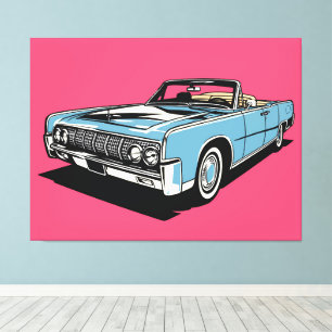 Retro Blau Klassisches Cabrio Pop Art Leinwanddruck