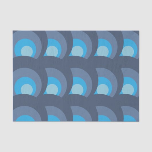 Retro Blau Kreise Muster Seidenpapier (Vorderseite)