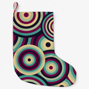 Retro blau-lila Scheiben, abstraktes Muster. Kleiner Weihnachtsstrumpf