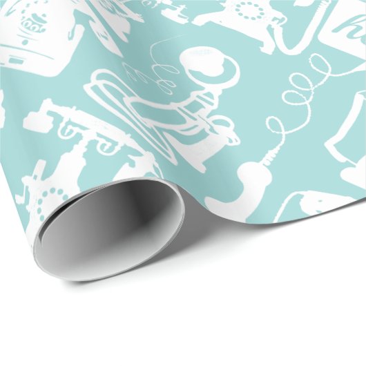 Retro Blau oder ein beliebiges Farbfernsehmuster Geschenkpapier (Rolleneckpunkt)