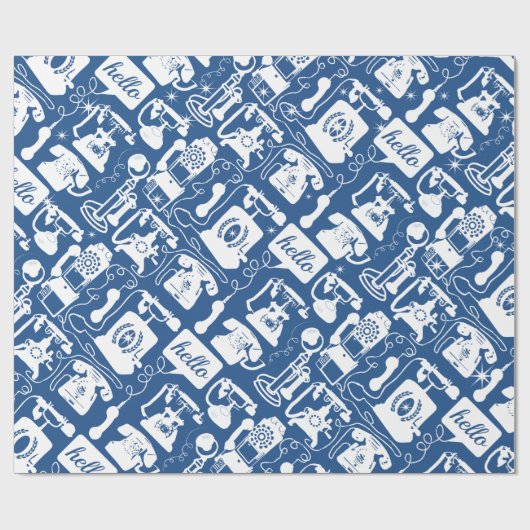 Retro Blau oder ein beliebiges Farbfernsehmuster Geschenkpapier (Flach)