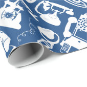 Retro Blau oder ein beliebiges Farbfernsehmuster Geschenkpapier (Rolleneckpunkt)