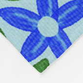 Retro Blau & Orange Blumenmuster Fleecedecke (Ecke)