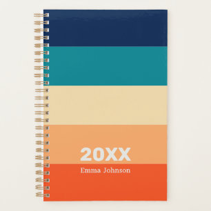 Retro Blau Orange Gelb Streifen 2026 Name Planer