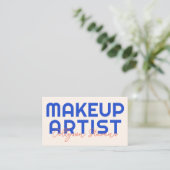 Retro-Blau-Orange-Makeup-Artist-QR-Code Visitenkarte (Stehend Vorderseite)