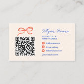 Retro-Blau-Orange-Makeup-Artist-QR-Code Visitenkarte (Rückseite)