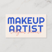 Retro-Blau-Orange-Makeup-Artist-QR-Code Visitenkarte (Vorderseite)