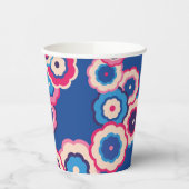 Retro Blau & Rosa 60er Blumenmuster Pappbecher (Links)