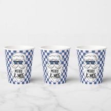 Retro Blau Rosa Karierter Weihnachtsmann Weihnacht