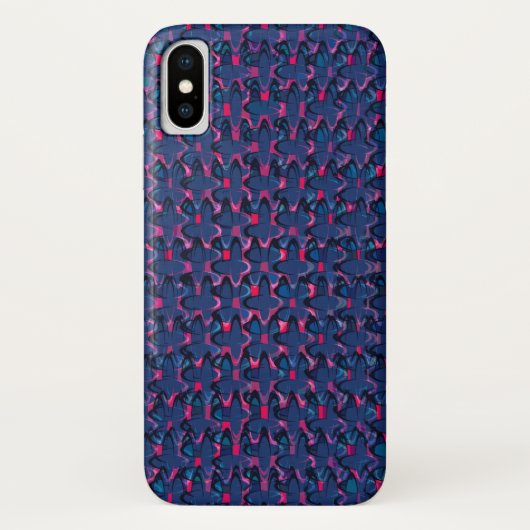 Retro blau-rosa Muster Case-Mate iPhone Hülle (Rückseite)