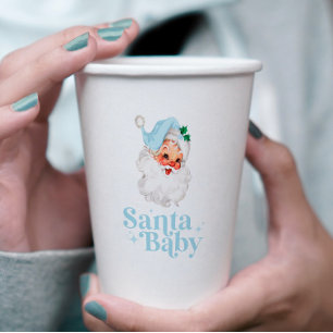 Retro Blau Santa Baby Weihnachts-Baby-Party Pappbecher