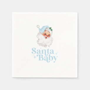 Retro Blau Santa Baby Weihnachts-Baby-Party Serviette