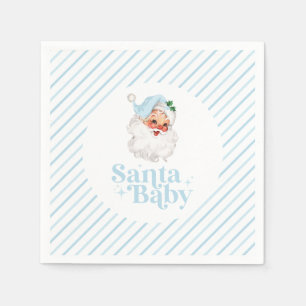 Retro Blau Santa Baby Weihnachts-Baby-Party Serviette