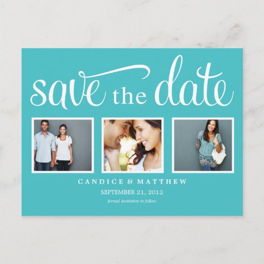RETRO BLAU | SAVE THE DATE ANKÜNDIGUNG (Vorderseite)