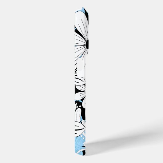 Retro Blau Schwarz-Weiß-Blütenmuster Case-Mate iPhone Hülle (Rückseite / Rechts)