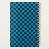 Retro Blau Türkis Schachbrett Planer (Rückseite)