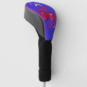 Retro Blau und Cherry Pop Bold Golf Headcover (angewinkelt)