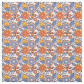 Retro Blau und Orange Floral Stoff (Muster)