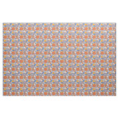 Retro Blau und Orange Floral Stoff (Fat Quarter (45,7 x 55,9 cm))