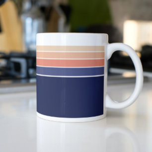 Retro Blau und Pfirsich gestreift Jumbo-Tasse