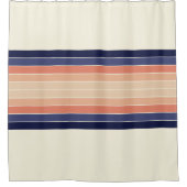 Retro Blau und Pfirsichfarben "Surfboard" gestreif Duschvorhang (Vorderseite)