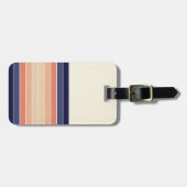 Retro Blau und Pfirsichfarben "Surfboard" gestreif Gepäckanhänger (Vorderseite horizontal)