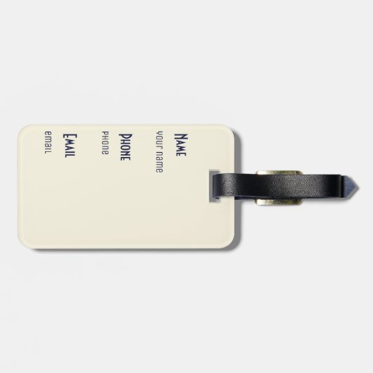 Retro Blau und Pfirsichfarben "Surfboard" gestreif Gepäckanhänger (Rückseite horizontal)