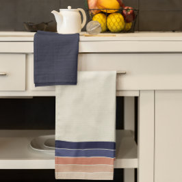 Retro Blau und Pfirsichfarben "Surfboard" gestreif Geschirrtuch