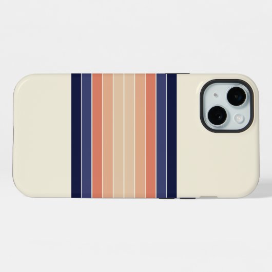 Retro Blau und Pfirsichfarben "Surfboard" gestreif iPhone Hülle (Rückseite (Horizontal))