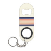 Retro Blau und Pfirsichfarben "Surfboard" gestreif Mini Flaschenöffner (Vorderseite)