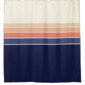 Retro Blau und Pfirsichstreifen Duschvorhang (Vorderseite)