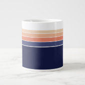 Retro Blau und Pfirsichstreifen Jumbo-Tasse (Vorderseite)