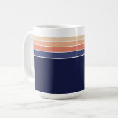 Retro Blau und Pfirsichstreifen Kaffeetasse (Vorderseite Links)