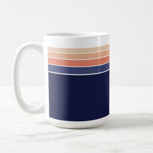 Retro Blau und Pfirsichstreifen Kaffeetasse (Links)