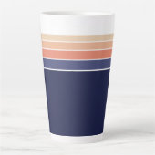 Retro Blau und Pfirsichstreifen Milchtasse (Vorderseite)