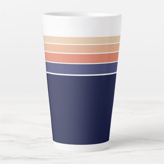 Retro Blau und Pfirsichstreifen Milchtasse (Vorderseite)