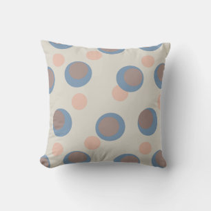 Retro Blau und Rosa Punkte auf Weiß Kissen