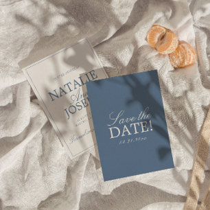 Retro Blau Und Weiß Alter Geld Luxus Hochzeit Save The Date