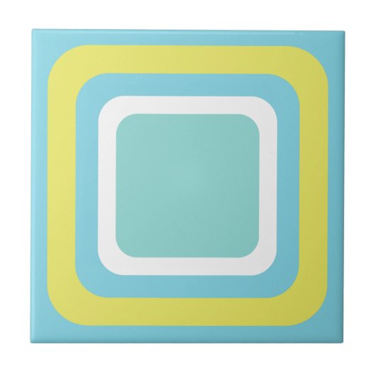 Retro Blau Weiß Gelb Fliese (Vorderseite)