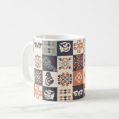 Retro Blau, weiß und orange Azulejos Pattern Lisb Kaffeetasse (Vorderseite Links)
