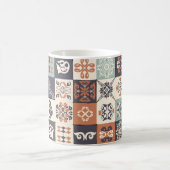 Retro Blau, weiß und orange Azulejos Pattern Lisb Kaffeetasse (Mittel)