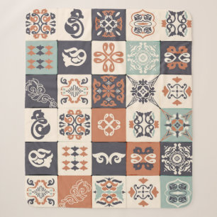 Retro Blau, weiß und orange Azulejos Pattern Lisb Sherpadecke
