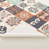 Retro Blau, weiß und orange Azulejos Pattern Lisb Sherpadecke (3/4)