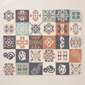 Retro Blau, weiß und orange Azulejos Pattern Lisb Sherpadecke (Vorderseite (Horizontal))