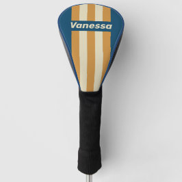 Retro Blau Wellen Pin Streifen mit Namen Golf Headcover