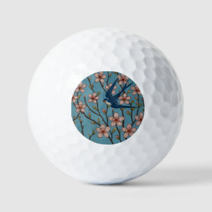 Retro-blaue Blumen-Schwalben-Muster von Walter Cra Golfball